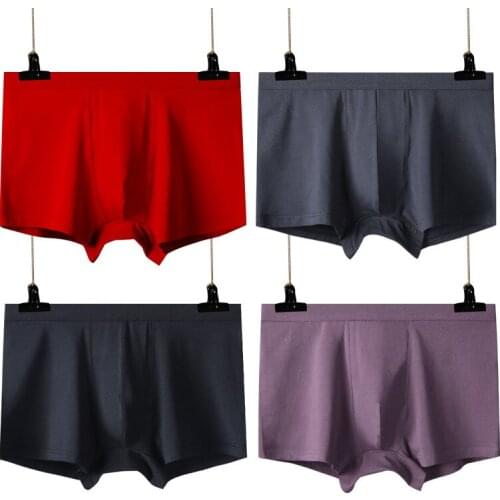 New Blend of Large-size Four-corner Shorts with Mid-waist Flat-angle Cotton Fabric Men Underwear