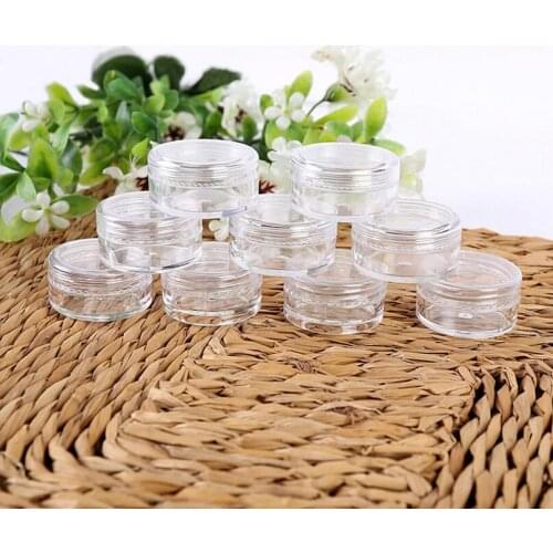 Wholesale 3g transparent small round jars,clear hard plastic nail art storage empty bottles