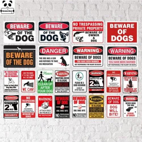Beware Of Dog Sign Warning Metal Sign Guard Dog Sign Wall Decor Yard Sign No Trespassing Metal Dog Signs
