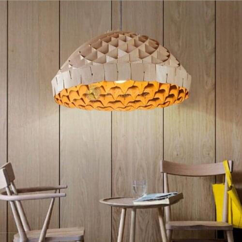 Nordic solid wood semicircular honeycomb chandelier Personality creative theme restaurant bar cafe lighting led lighting fixture