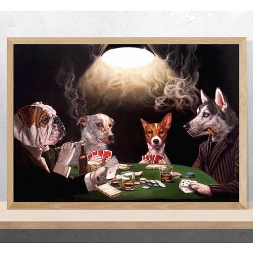 Dogs Playing Poker Funny Style Posters And Prints Canvas Painting Pictures On The Wall Abstract Decorative Home Decor