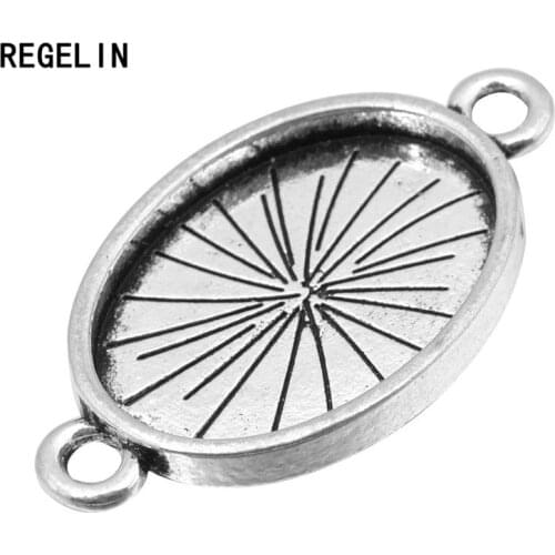 REGELIN Bracelet Blank Settings Cabochons Bases Bezel Trays 10pcs/lot 18x25mm Fit Glass Cabochon Cameo DIY Bracelet Making