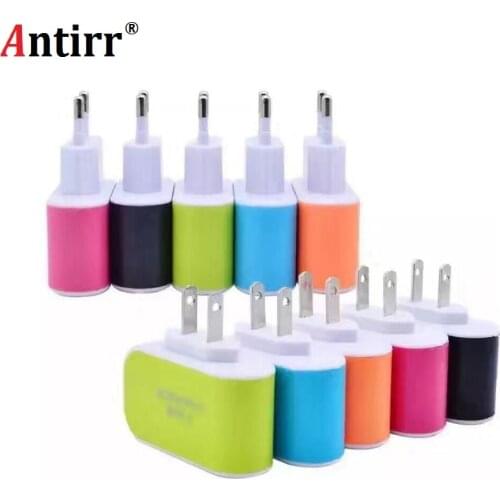 Candy Color 5V 3.1A 3USB Port Home Travel AC Wall Power Charger Adapter USB Charger For EU/US Plug Mobile Phone Tablet