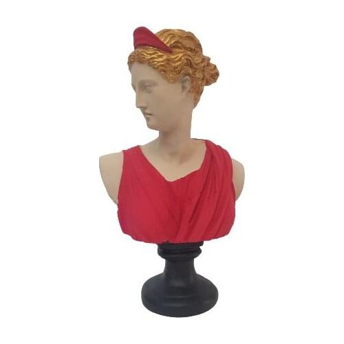 EU HOME DECORATION AROSE DİANA BUST RED GARMENT WHITE SKIN HOME OFFICE DECOR