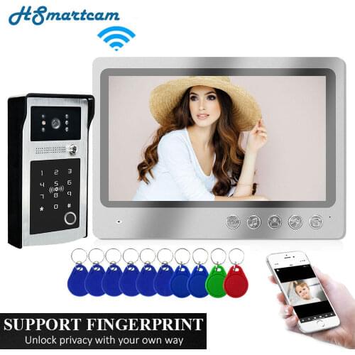 9inch Screen Wifi Video Intercom Door phone Record System Night Vision RFID Doorbell Camera Phone Remote Fingerprint Unlock