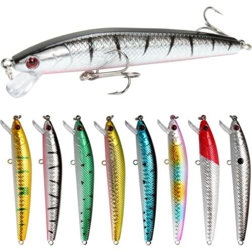 1 Pcs/lot 10cm 8.7g Wobbler Fishing Lure Minnow Hard Bait with 3 Fishing Hooks 3D Eyes Bass Trolling Isca Artificiail Tackle