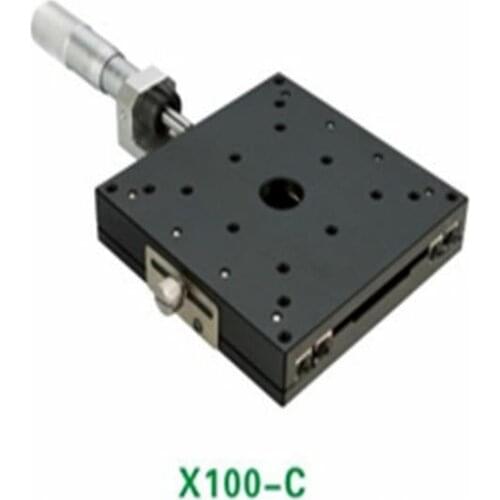 X Axis 100X100mm Platform Precision Bearing Linear Stage Central Micrometer