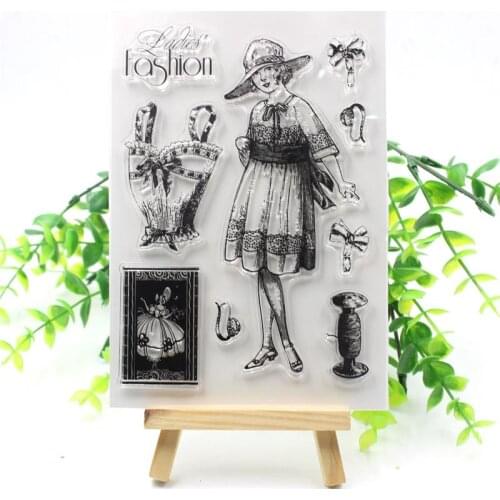 Retro Woman Transparent Clear Silicone Stamps for DIY Scrapbooking/Card Making/Kids Christmas Fun Decoration Supplies M03