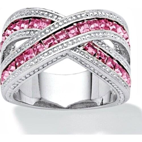 New Luxury Jewelry Color Crystal Engagement Rings for Women Glamour Silver Color Wedding Ring Bague Anillos Mujer