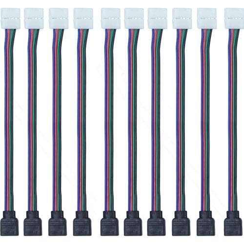 10Pcs/lot 10mm 4PIN No soldering Cable PCB board RGB LED Flexible Strip 4 Pin Female Connector For 3528 5050 3014 2835 RGB Strip