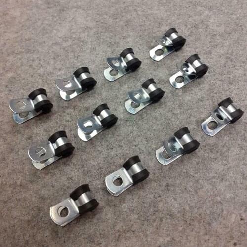 12Pcs 4.7mm Brake Pipe Clip Fuel Line Hose Water Pipe Air Tube Clamps Fastener Rubber Lined P Clips 3/16\" Lines Pack