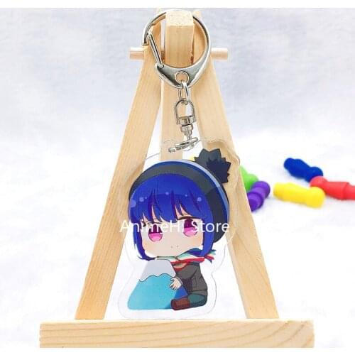 Anime Yuru Camp Keychain Figure Doll Laid-Back Camp Shima Rin Kagamihara Nadeshiko Inuyama Aoi Keyring Bag Pendant Gift