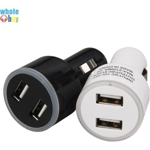 Good quality Dual USB Car Charger Adapter Digital Ring light indicator Auto Vehicle Charger For Smart Phone/Table 50pcs/lot