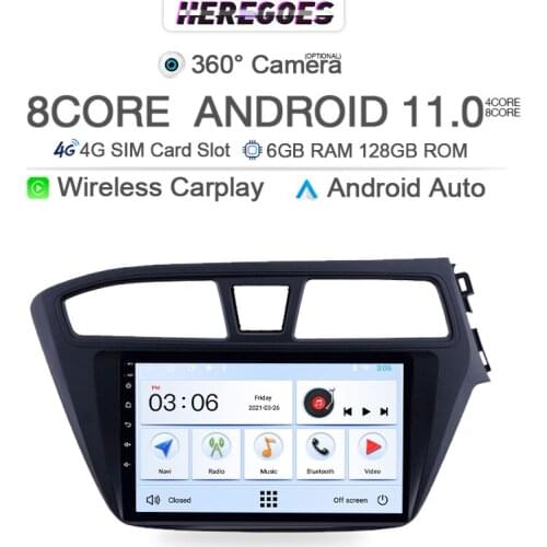 Carplay 2din DSP Android 10 Car Multimedia Player For Hyundai I20 2015 2016 2017 2018 4G+Wifi Navigation GPS Radio Stereo Audio