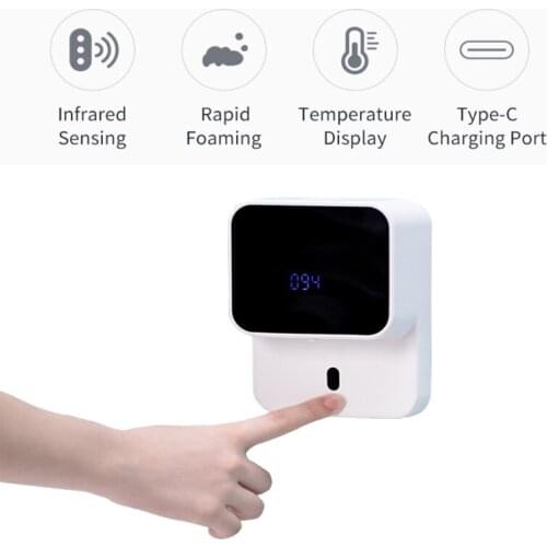 New Automatic Induction Foaming Hand Washer LED Display Screen Washing Machine Infrared Sensor Soap Dispenser For Bathroom Wall