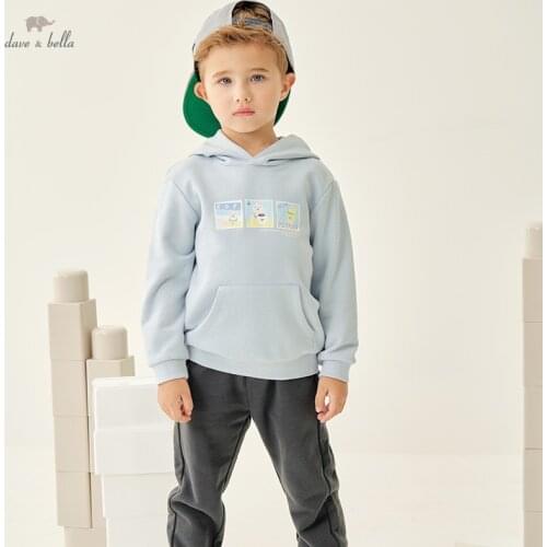 DKY18465 dave bella autumn 5Y-13Y kids unisex clothes children fashion cartoon print T-shirt girls high quality fashion tees