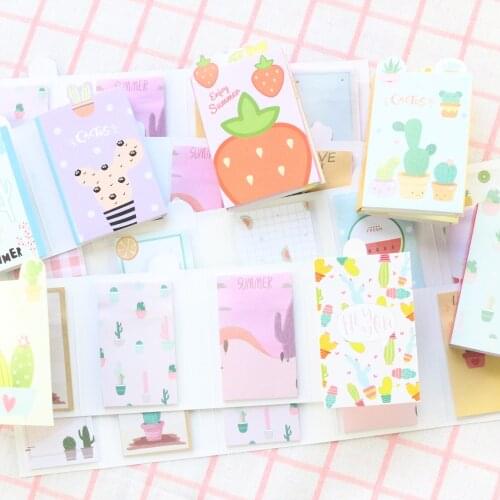 Domikee new cute cartoon cactus school student folding sticky memo pad sheets kid candy Korean self adhesive note pad stationery