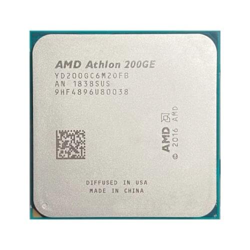 AMD Athlon 200GE X2 200GE 3.2 GHz Dual-Core Quad-Thread CPU Processor YD200GC6M2OFB / YD20GGC6M2OFB Socket AM4