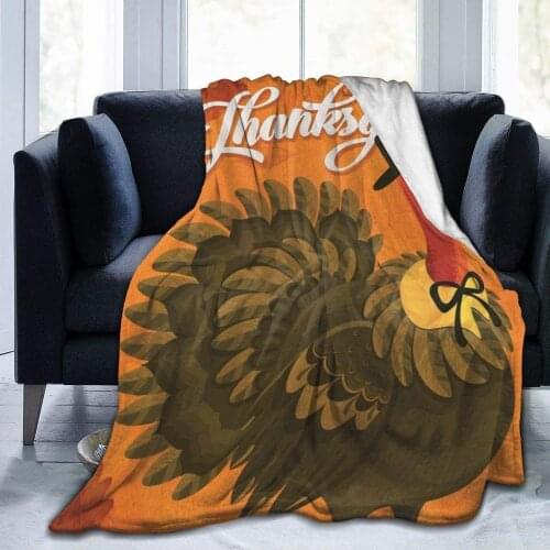 Thanksgiving Flannel Bed Blanket Turkey Throw Blanket Soft Cozy Warm Lightweight Blankets for Couch Bed Living Room Bedroom