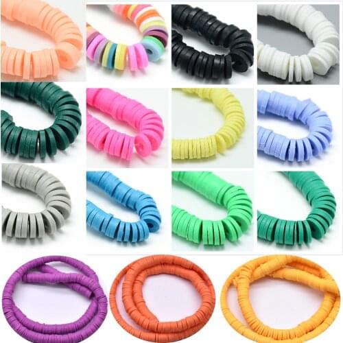 1 String 6mm DIY Jewelry Findings Clay Beads Mix Color And Mix Design Bracelet Boho Jewelry Earring Spacer Beads Disk Wholesale
