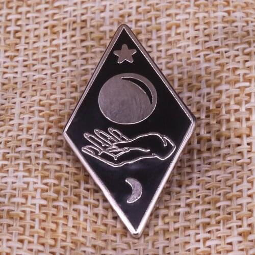 Gothic Literature Hard Enamel Pin Halloween Brooch Triple Moon Witch Wicca Badge Spoopy Ouija Occult Accessory