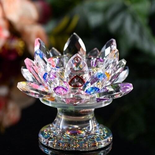 Crystal candlestick Glass Lotus colorful 85*110mm Flower Candle Craft Holders Big Tealight wedding centerpieces Birthday gifts