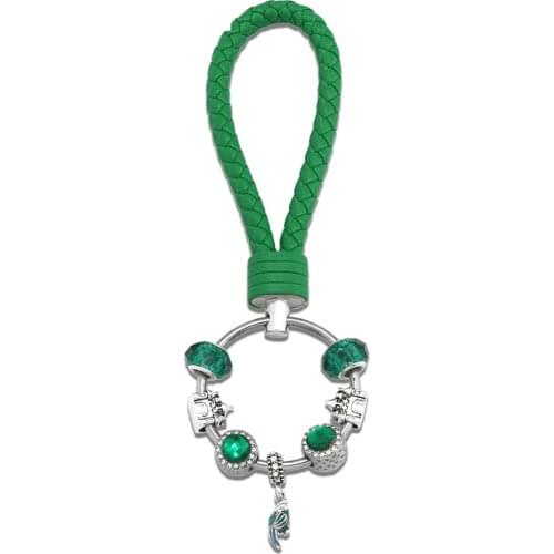 KEORMA 2017 Parrot Bird Pendant Key Chain For Women Girl Bag Leather Keychain Ring with Green Charms Pendant Jewelry YK018