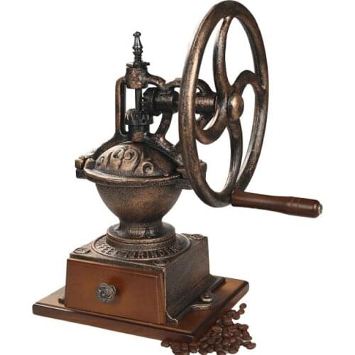 Rubber wood+Cast steel Manual Retro Coffee bean grinder Ceramic Grinding core coffee machine 10people serving 20x17.5x39cm