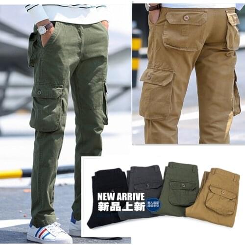 2021 Mens Casual Pants Cargo Pants Fashion Sports Pants Loose Straight Pants Mens Autumn and Winter Four Season Pants
