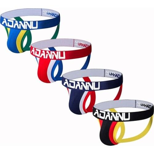 4PCS Lot Sexy Gay Underwear Men Thong Cotton Jockstrap Double G String Low Waist Breathable Penis Pouch Underpants Cueca