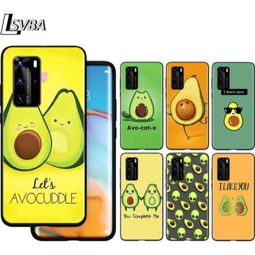 Cute Avocado For Huawei P40 P30 P20 P10 Pro Lite E Plus 4G 5G P9 P8 Lite P Smart Z S Plus Soft Black Phone Case