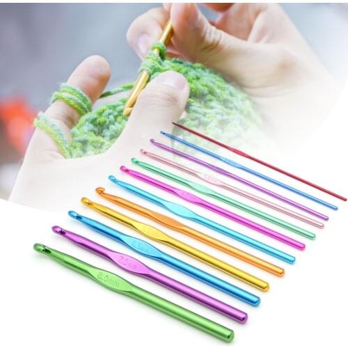 14 pieces of aluminum sewing crochet set 2-10mm multicolor knitting needle tool for making sweaters, clothes, lace crochet