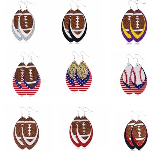 3 Layers Gradient football type Leather Drops Dangle Earrings for Women 2021 Hot New Design for Girl Gift