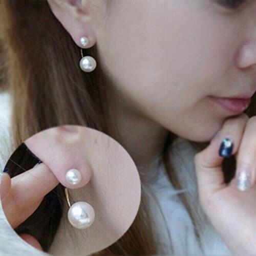 New Fashionable Double Pearl Earrings Sweet Love Pearl Jewelry Noble Pure Big Pearl Earrings Cute Bijoux