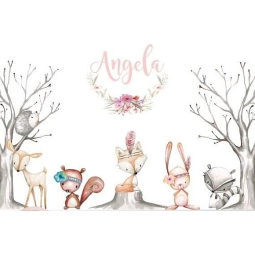 Custom Woodland Baby Shower Animal Birthday Deer Tree backdrops High quality Computer print party background