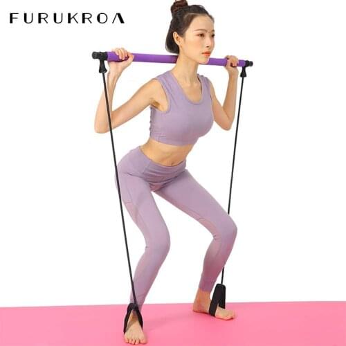 Portable Pilates Fitness Bar Multifunctional Yoga Stick Resistance Band Rope Puller Gym Home Body abdomen Workout Exercise X119B