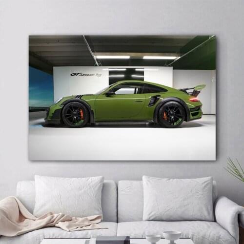 Supercar Porsches 911 Turbo S GT Street RS Green Car Posters Canvas Print Paintings Wall Decor Art Room Decorations