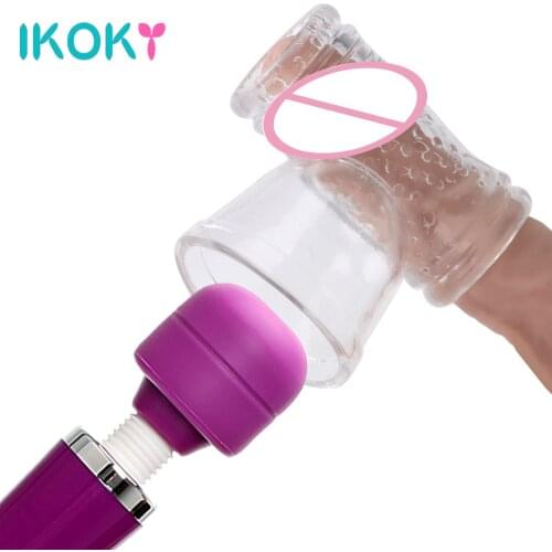 IKOKY AV Rod Head Cap Magic Wand Attachment Head Covers for Men Masturbator G Spot Vibrators Massager Cap Vibrator Accessories