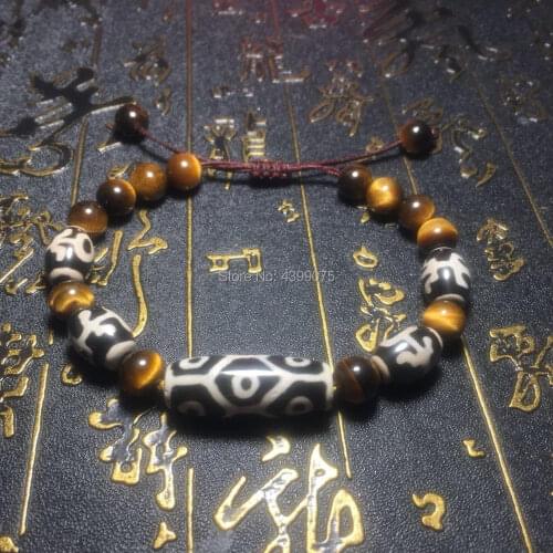 Tibet Tortoiseshell 9eyes Valuable DZI agate Natural tiger eye stone bracelet men&women`s jewelry woven bracelet Free Shipping