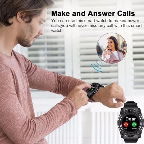V8 Smart Watch All round Screen Phone Card Instert Watch Sports Information Remind Pedometer Heart Rate Multi-functional Watch