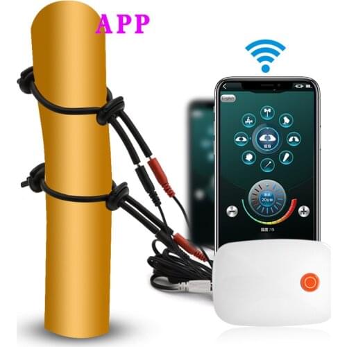 Mobile Phone APP Control Electric Shock Penis Vibrator Ring on Penis Orgasm Stimulator Body Massager Lock Cock Adult Toy for Men