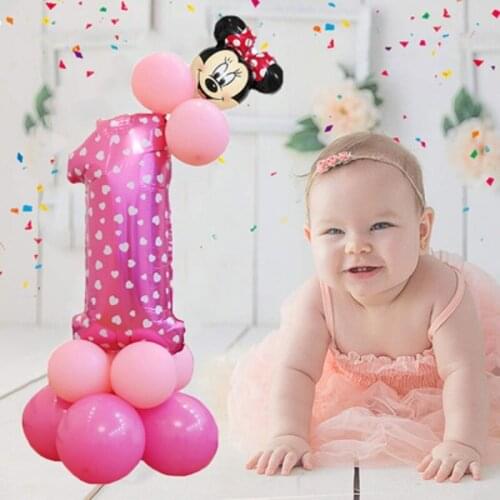 1Set Mickey Mouse Balloon 32inch Number Foil Balloons Boy Girl Birthday Wedding Christmas Festival Party Decor Supplies Air Ball
