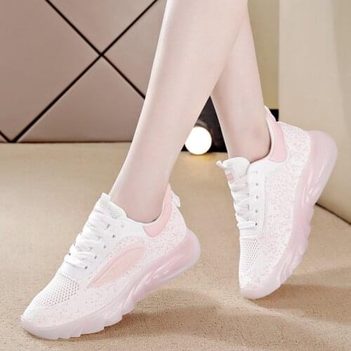 2021 Autumn Womens Sneakers New Style Fly Woven Sports Shoes Breathable Mesh Women Vulcanized Shoes Non-Slip Cozy Running Shoes