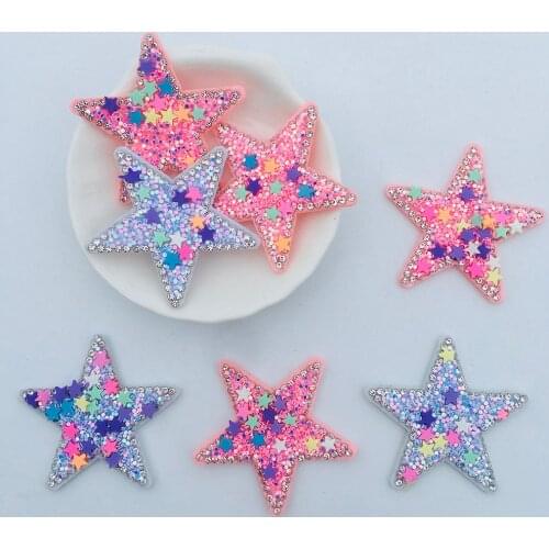 10Pcs 48mm Rhinestones Sprinkle Star Rhinestone Applique for DIY Clothes Dress Decor Patches Headwear Hair Clips Bow Accessories