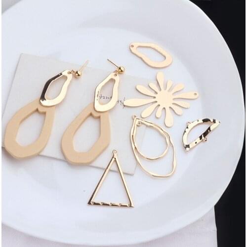 10pcs Korean Vintage Golden Drop Earrings For Women Geomatric Fashion Statement Earrings Material Pendant Jewelry Accessories