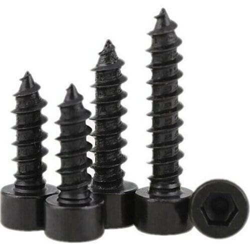 20pcs M2 M2.6 M3 M3.5 Grade 8.8 black hexagon socket self-tapping screws