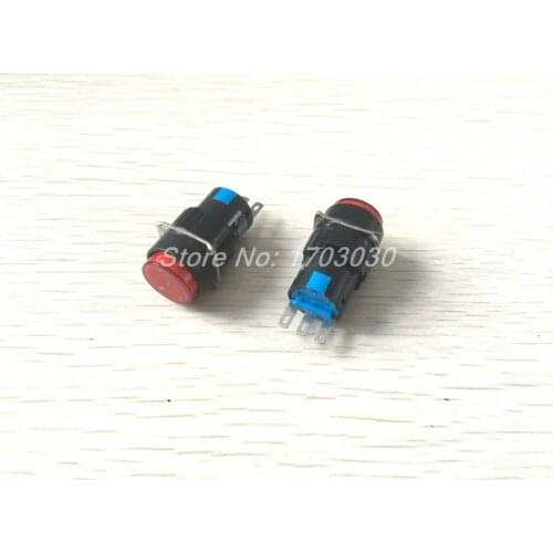 2pcs AC 220V 1A SPDT 1NO 1NC 3 Pins Momentary Red Push Button Switch 16mm