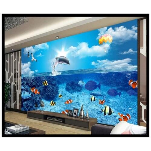 3D wall murals wallpaper custom picture mural wall paper HD Ocean World 3D TV Wall Painting wall home decor beauty 3d wallpaper