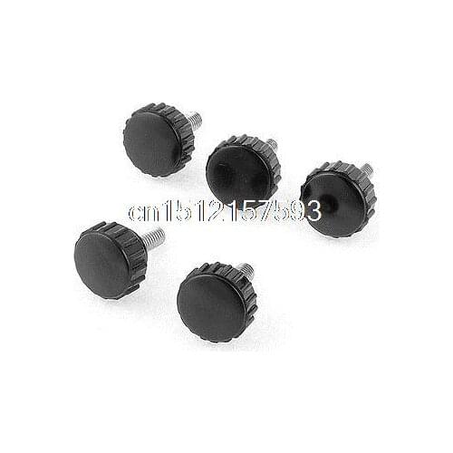 5pcs 6mmx15mm Male Threaded 22mm Dia Plastic Thumb Screw Knurled Knobs