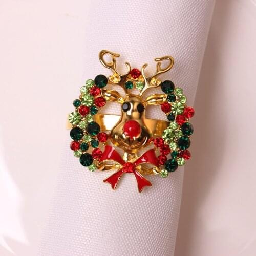 6pcs/lot Western Restaurant Hotel Christmas Table Christmas Elk Wreath Napkin Button Napkin Ring Tissue Ring New Products
